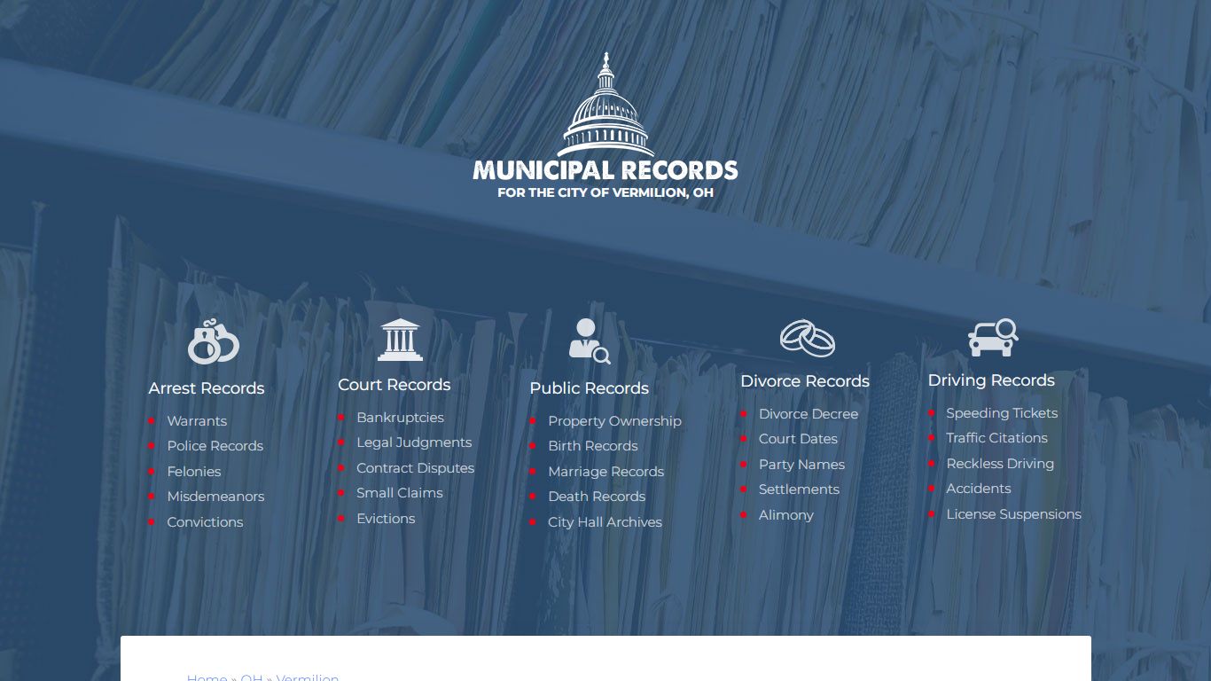 Municipal Records in Vermilion oh